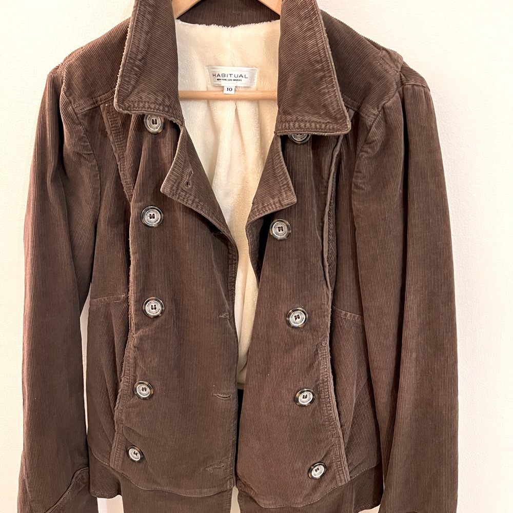 Habitual brown corduroy jacket/cream sherpa inner lining:) never worn! Sz 10